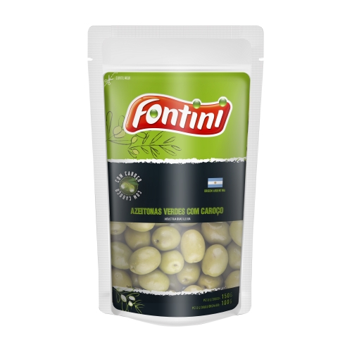 Azeitona Verde com Caroço Fontini Pouch - 24 uni. de 100 grs