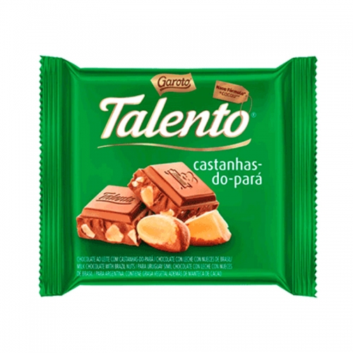 CHOCOLATE TALENTO AO LEITE COM CASTANHAS DO PARÁ 12/90 GR