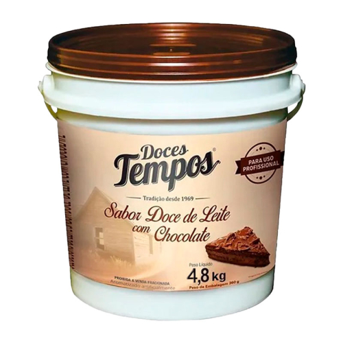 DOCE SORO LEITE TEMPOS BALDE  4,8 KG SABOR DOCE DE LEITE COM CHOCOLATE