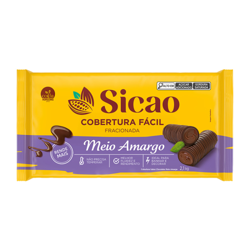Barra de Chocolate Dia a Dia Meio Amargo Sicao - 2,1kg