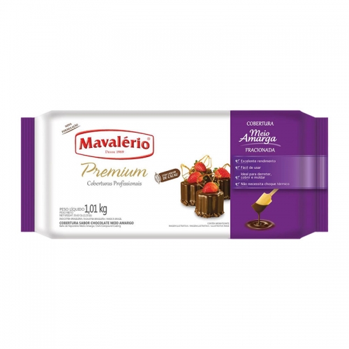 Barra de Chocolate Mavalério Meio Amargo 1,01kg