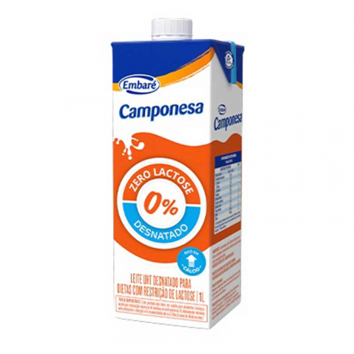 Leite Zero Lactose Desnatado Camponesa - 12x1 lt