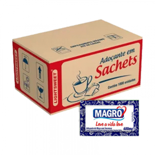 Sachet Adoçante Magro Light - Caixa com 1000 unidades de 8grs
