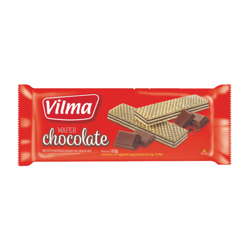 BISCOITO WAFER CHOCOLATE VILMA 40/115GR 