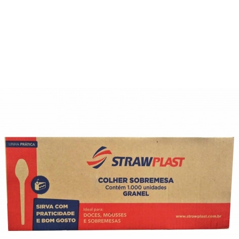 Colher de Sobremesa Transparente Strawplast - 1000 und