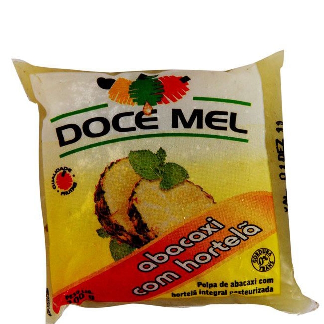 Polpa de Fruta Doce Mel Abacaxi/Hortelã - Pacote de 10 uni. de 100g