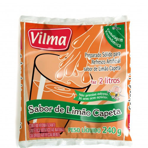 Refresco Vilma Sabor Limão Capeta - Fardo 12 uni. de 240grs