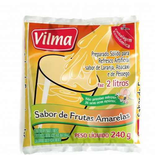 Refresco Vilma Sabor Frutas Amarelas - Fardo 12 uni. de 240grs
