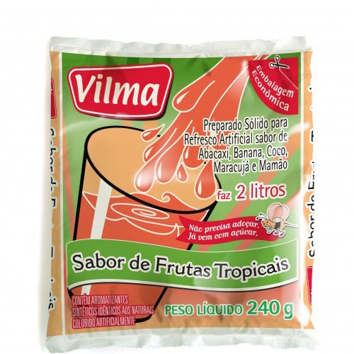 Refresco Vilma Sabor Frutas Tropicais - Fardo 12 uni. de 240grs