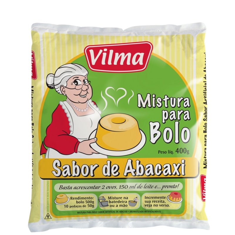 Mistura para Bolo Vilma Sabor Abacaxi - Fardo 12 uni. de 400grs