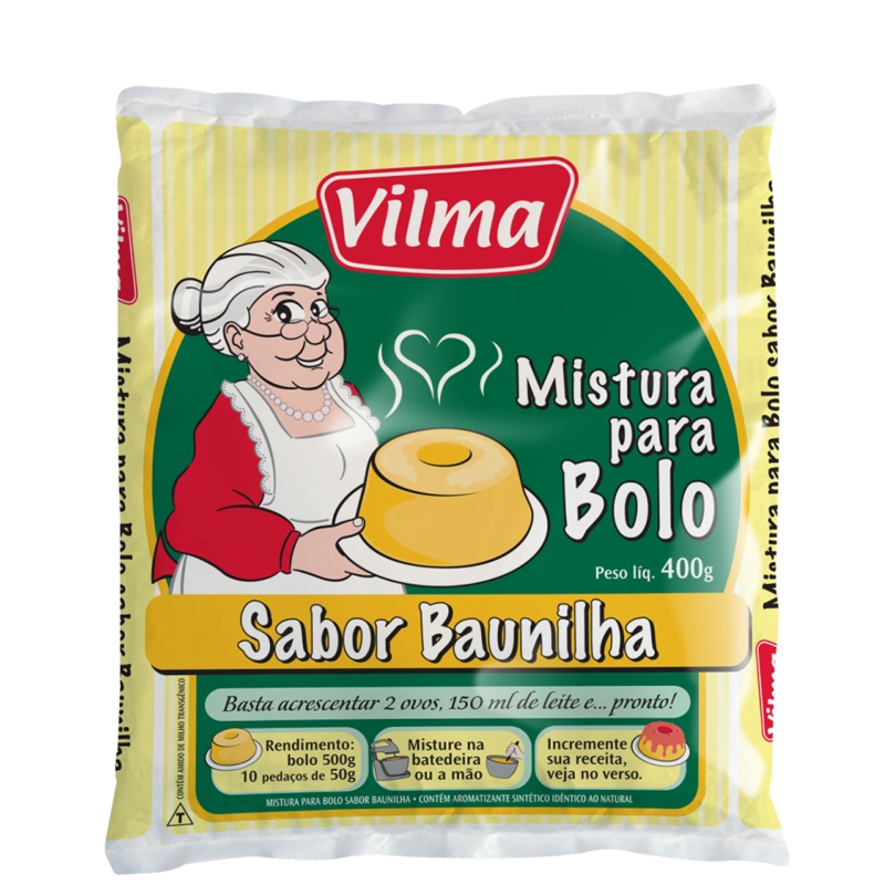Mistura para Bolo Vilma Sabor Baunilha - Fardo 12 uni. de 400grs