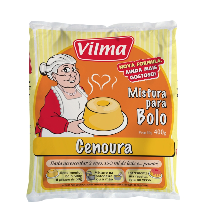 Mistura para Bolo Vilma Sabor Cenoura - Fardo 12 uni. de 400grs