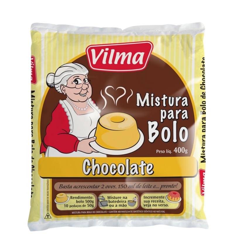 Mistura para Bolo Vilma Sabor Chocolate - Fardo 12 uni. de 400grs