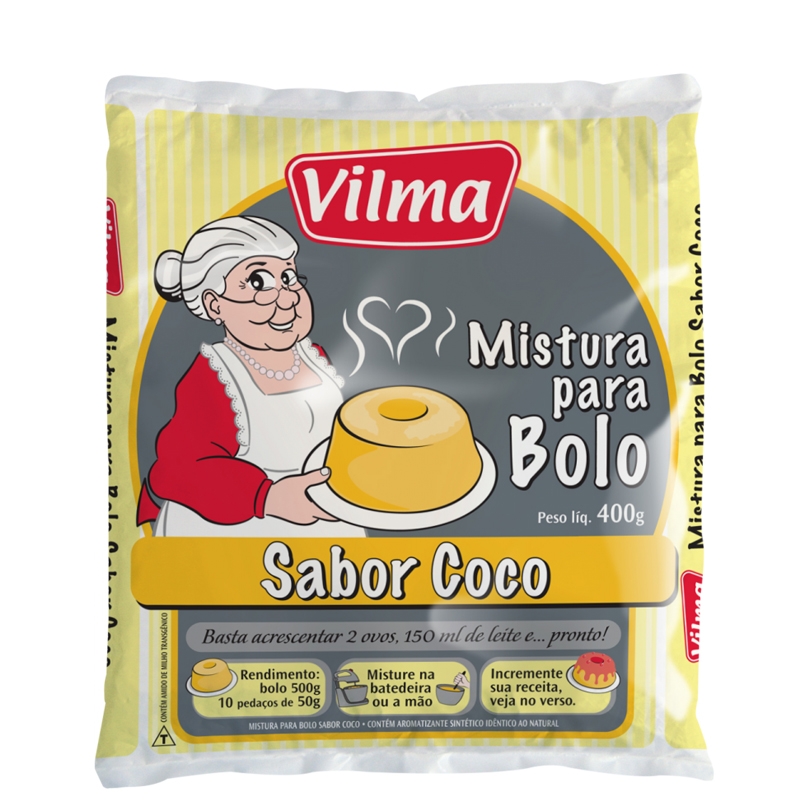 Mistura para Bolo Vilma Sabor Coco - Fardo 12 uni. de 400grs