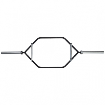 Barra Hexagonal Tubular Olímpica Preta Pegada Cromada Recartilhada | Base Representações