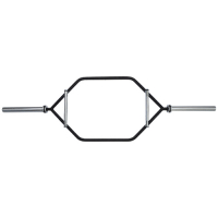 Barra Hexagonal Maciça Olímpica Preta Pegada Cromada Recartilhada | Base Representações