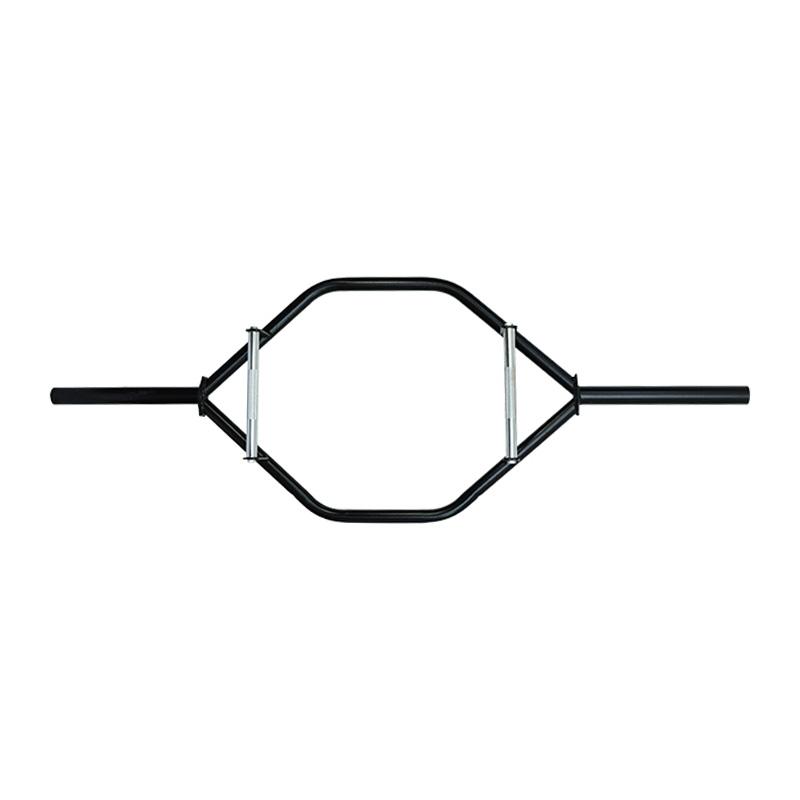 Barra Musculação Hexagonal Tubular Preta Pegada Cromada Recartilhada